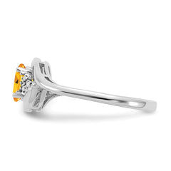 14k White Gold Citrine and Diamond Ring - 3