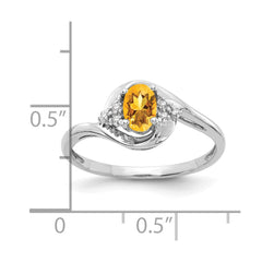 14k White Gold Citrine and Diamond Ring - 3
