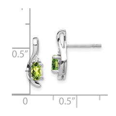 14k White Gold Peridot and Diamond Post Earrings - 3