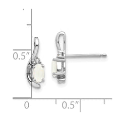 14k White Gold Opal and Diamond Post Earrings - 2