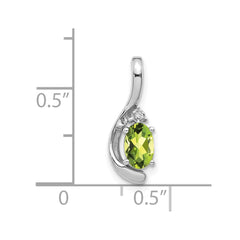 14k White Gold Peridot and Diamond Pendant - 9