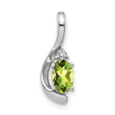 14k White Gold Peridot and Diamond Pendant - 9