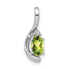 14k White Gold Peridot and Diamond Pendant - 9