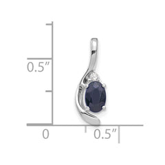 14k White Gold Sapphire and Diamond Pendant - 2