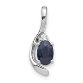 14k White Gold Sapphire and Diamond Pendant - 2