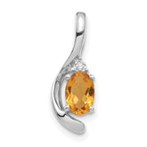 14k White Gold Citrine and Diamond Pendant - 7