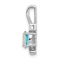 14k White Gold Blue Topaz and Diamond Pendant - 8