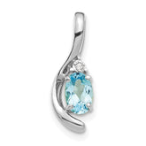 14k White Gold Blue Topaz and Diamond Pendant - 8