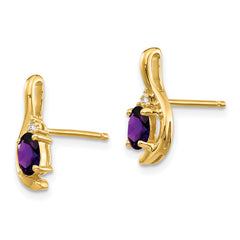 14k Amethyst and Diamond Post Earrings - 2