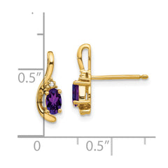 14k Amethyst and Diamond Post Earrings - 2