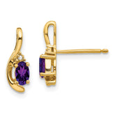 14k Amethyst and Diamond Post Earrings - 2