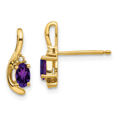 14k Amethyst and Diamond Post Earrings - 2