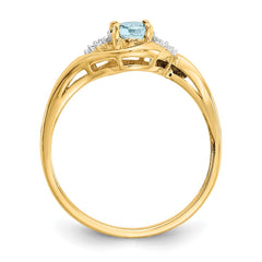 14k Aquamarine and Diamond Ring - 2