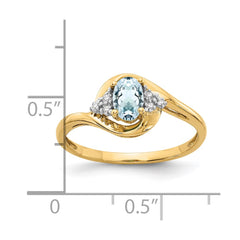 14k Aquamarine and Diamond Ring - 2