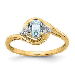 14k Aquamarine and Diamond Ring - 2