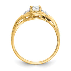14k White Topaz and Diamond Ring - 2