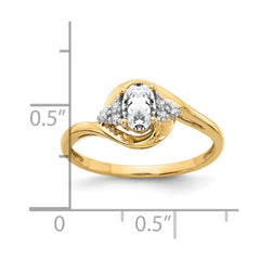 14k White Topaz and Diamond Ring - 2