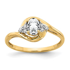 14k White Topaz and Diamond Ring - 2