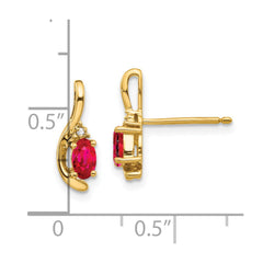 14k Ruby and Diamond Post Earrings