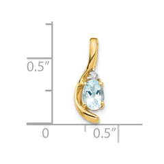14k Aquamarine and Diamond Pendant - 2