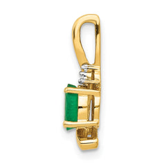 14k Emerald and Diamond Pendant - 2