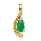 14k Emerald and Diamond Pendant - 2