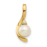14k FW Cultured Pearl and Diamond Pendant