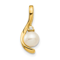 14k FW Cultured Pearl and Diamond Pendant