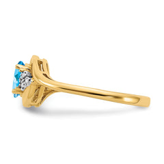 14k Blue Topaz and Diamond Ring - 2