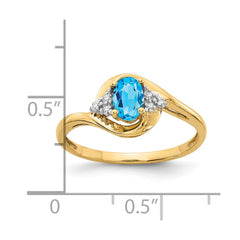 14k Blue Topaz and Diamond Ring - 2