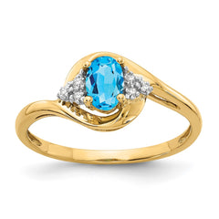 14k Blue Topaz and Diamond Ring - 2