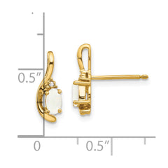 14k Opal and Diamond Post Earrings