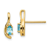 14k Blue Topaz and Diamond Post Earrings