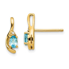 14k Blue Topaz and Diamond Post Earrings