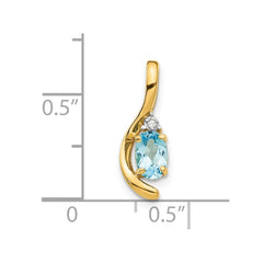 14k Blue Topaz and Diamond Pendant - 7