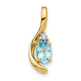 14k Blue Topaz and Diamond Pendant - 7