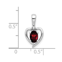 14k White Gold Garnet and Diamond Heart Pendant - 5
