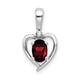 14k White Gold Garnet and Diamond Heart Pendant - 5
