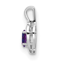 14k White Gold Amethyst and Diamond Heart Pendant - 9