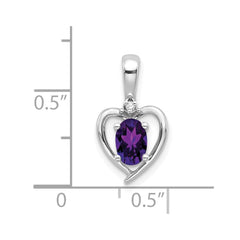 14k White Gold Amethyst and Diamond Heart Pendant - 9