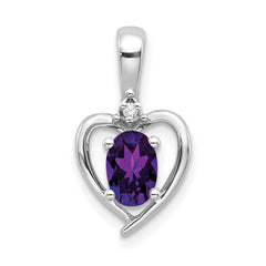 14k White Gold Amethyst and Diamond Heart Pendant - 9