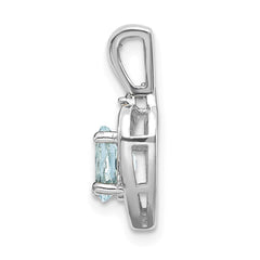 14k White Gold Aquamarine and Diamond Heart Pendant