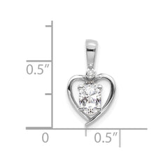 14k White Gold White Topaz and Diamond Heart Pendant