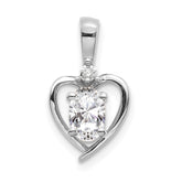 14k White Gold White Topaz and Diamond Heart Pendant