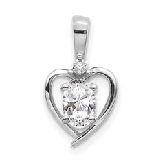 14k White Gold White Topaz and Diamond Heart Pendant