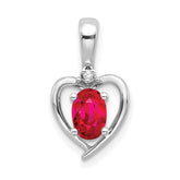 14k White Gold Ruby and Diamond Heart Pendant - 4