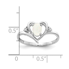 14k White Gold Opal and Diamond Heart Ring