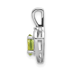 14k White Gold Peridot and Diamond Heart Pendant - 2