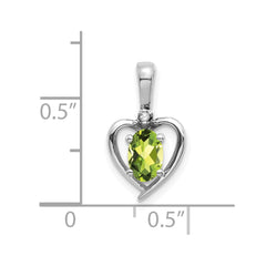 14k White Gold Peridot and Diamond Heart Pendant - 2
