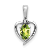 14k White Gold Peridot and Diamond Heart Pendant - 2